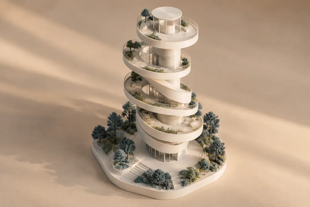 Concept render: Architectural models, view 3 of the same piece