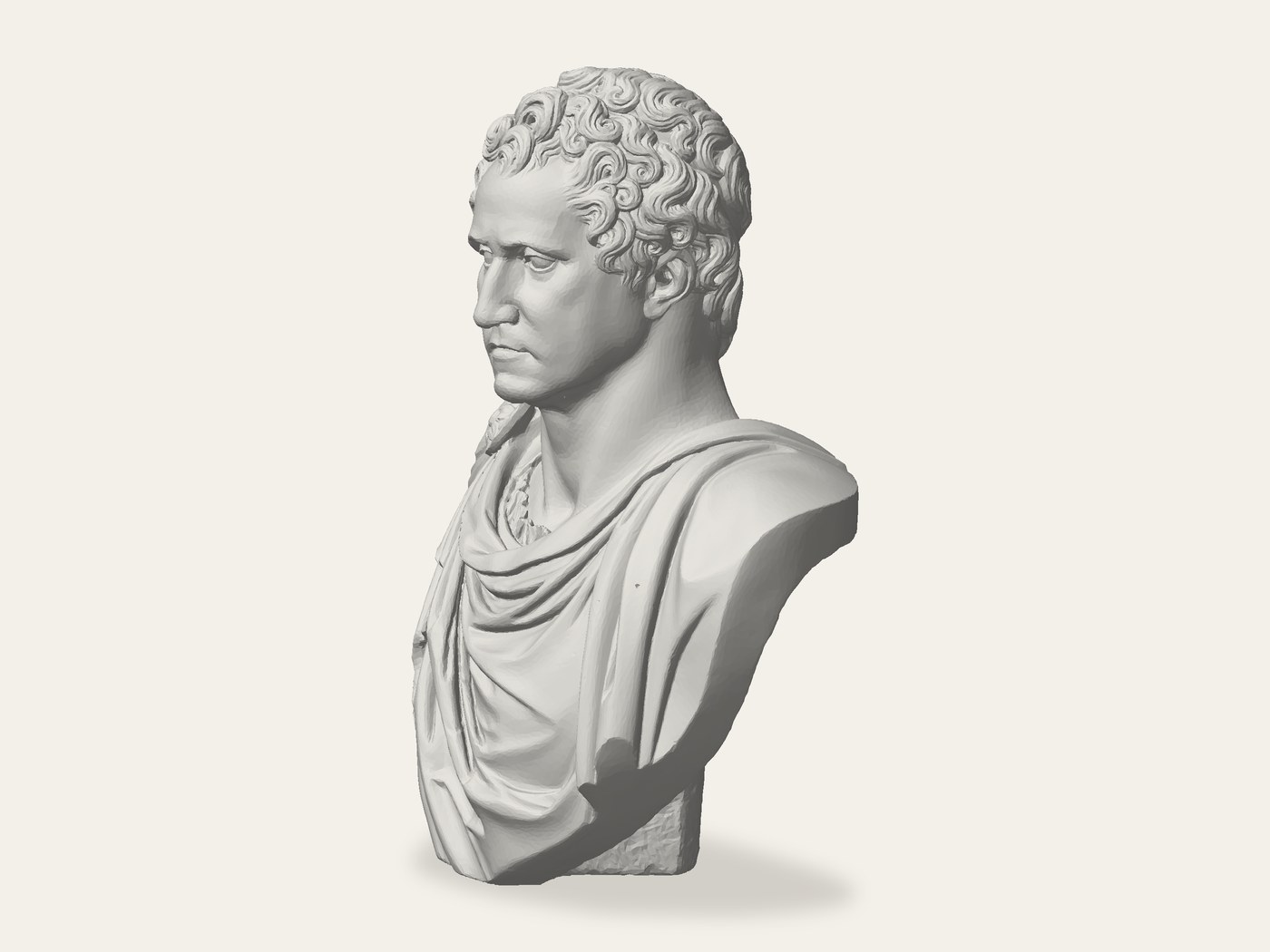 Render of the print file: marble-style bust of George Washington, front view
